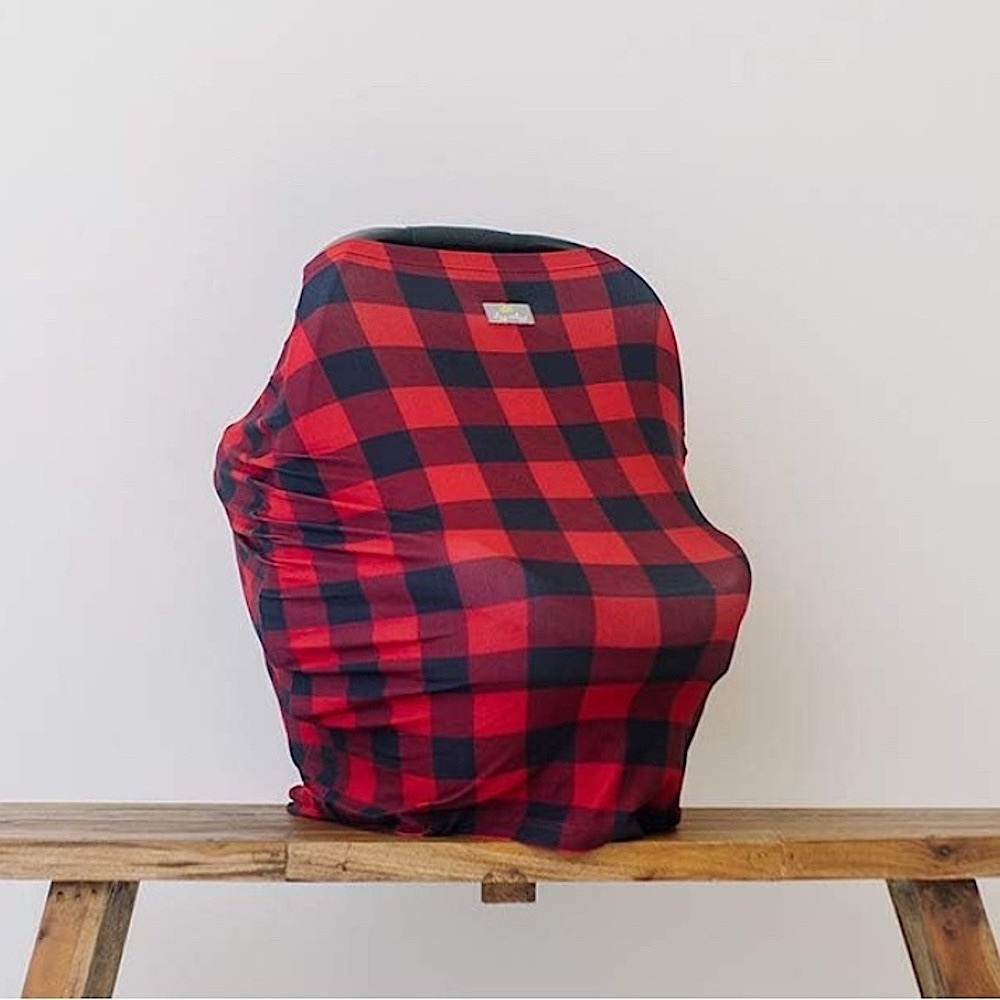 Itzy Ritzy Buffalo Plaid 4-in-1 Multi Use Nursing Car Seat Cover Lumberjack Cozy